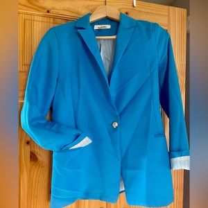 Boyfriend blazer bright blue with stripe lining